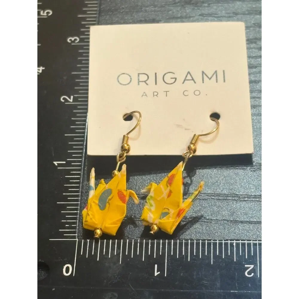 Origami Art Co Yellow Crane 18K Gold Plated Earrings
